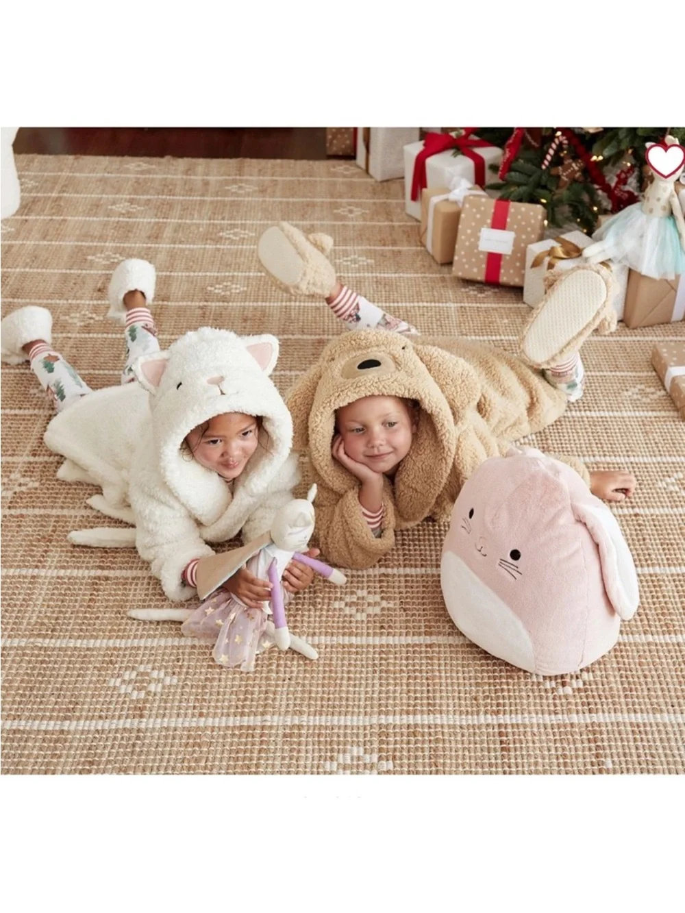 PBK Pottery Barn Kids Hooded Plush Sherpa Critter Robe Kitty Ears White Sz 4-6